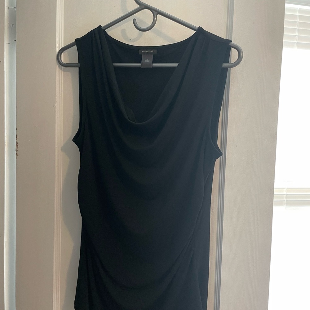 Ann Taylor Black Draped Tank Top